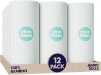 New Save Trees Bamboo Paper Towels 12pk - 1800 Sheets Paper Towel Rolls Ultra Absorbent & Durable EcoTowels - FSC-Certified, Vegan Bamboo Kitchen Rolls