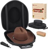 New BRANTMAKER Cowboy Hat Box, Cowboy Hat Case for Travel, Crush Proof Hat Storage Carrier with Shoulder Starp & Hat Brush, for Cowboy/Fedora/Panama Hat (Internal Dimensions:15.8" x 13.8" x 5.4")