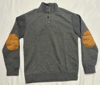 New Men&rsquo;s Medium Quarter-Snap Pullover Sweater with Suede Elbow Patches