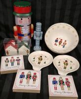 New Christmas Decor Kitchen Lot - Nutcrackers Bowls, Salt & Pepper Shakers +