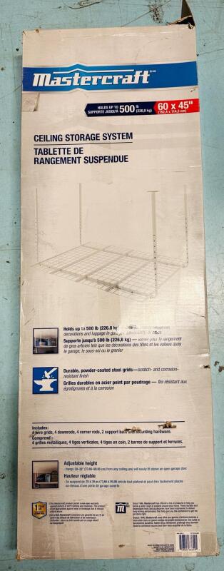As-New Mastercraft Ceiling Storage System, 60&rdquo; x 45&rdquo;, Holds up to 500lb - Retails for $169.99