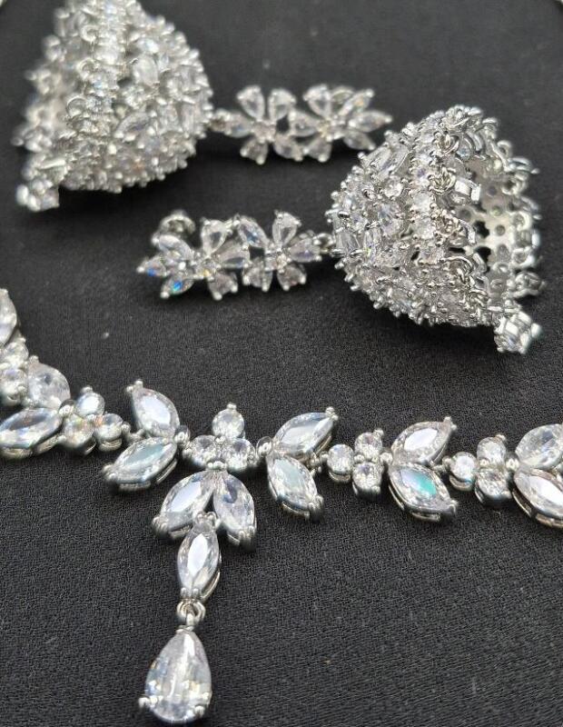 New Bling Bling Necklace 17" & Earrings 2"