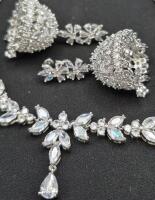 New Bling Bling Necklace 17" & Earrings 2"
