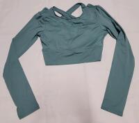 New Women's Sz. Medium Long Sleeve Crop Athletic Top , Sage Green