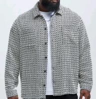 New - Men's Size Medium Nova Men Oversized Island Textured Button Up Shirt . Black / White