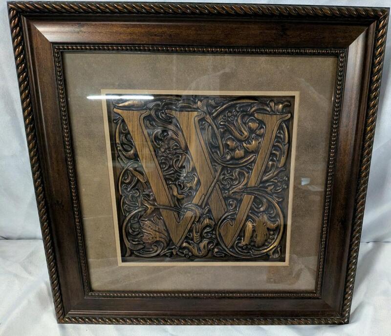 New Framed Wall Art Letter "W". 19" by 19"