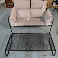 CANVAS Meridian Mesh Conversation Set. Only Couch and Table, with Pillows from Chairs. Retails for $800 as full set.