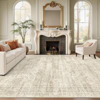 New Soalmost Washable Area Rug 8x10, Large Soft Rugs for Living Room Vintage Beige Carpet 8x10 Area Rugs for Bedroom Dining Room Non-Slip Stain Resistant Under Table Rug