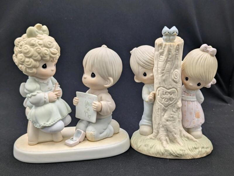 2 Vintage PRECIOUS MOMENTS & Figures : "Thee I Love" + "Wishing You A Perfect Choice", Up To 6" No Chips or Cracks