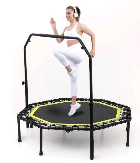 NEW Fitness Trampoline for Adults - 40"/48" 330 LBS Foldable Rebounder with Adjustable Foam Handle, Retails for $69.99
