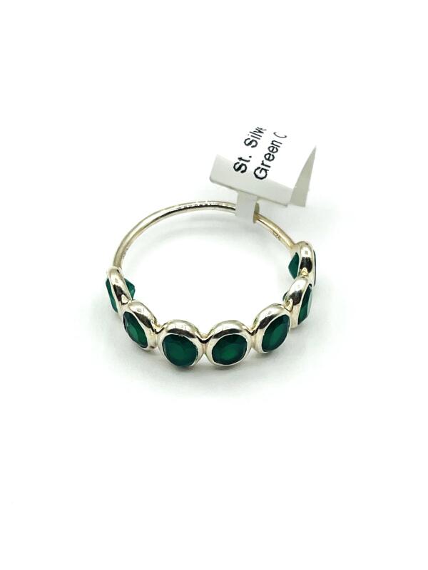Sterling Silver Natural Green Onyx Ring, Size 7.25, Retail $300.00.
