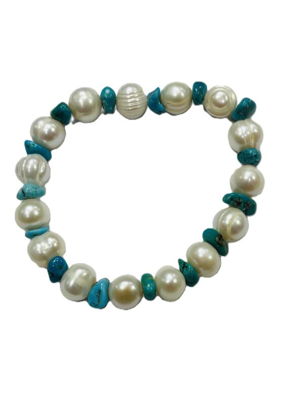 Freshwater Pearl and Turquoise Beads Bracelet, Retail $150.00.