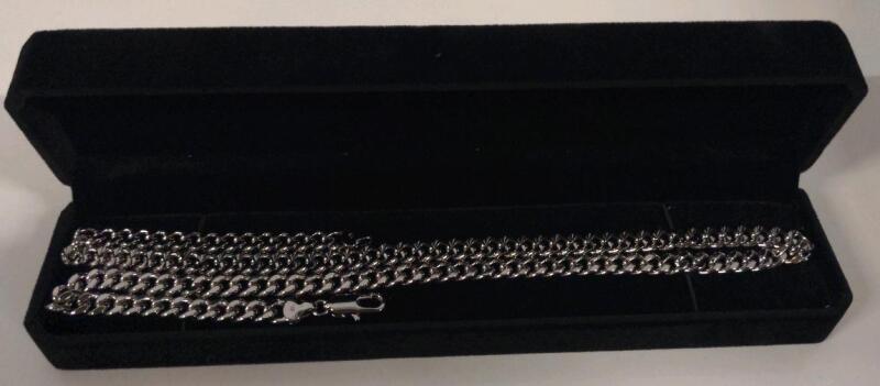 New Platinum Plated 8.0mm Cuban Link Necklace - 24" Long