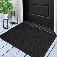 New HIYARD Front Door Mat Outdoor, All-Season, All-Weather Doormat, Sturdy Non-Slip Backing, Low Profile, Easy Clean Welcome Mat, Black, 36x24