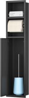 New Bernkot in Wall Toilet Paper Niche w/Shelf, Recessed Toilet Roll Holder for Bathroom Remodeling, 304 Stainless Steel Covered Brush Holder (Matte Black)