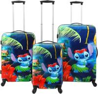 New Retail $300 Bioworld Lilo and Stitch 3-Piece Luggage Set - 20", 24", and 28" Rolling Suitcases
