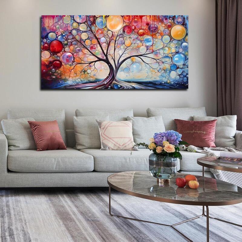 New SIXTTART Abstract Canvas Painting Wall Decor - Tree of Life Wall Art Living Room - Large Canvas Art Ready to Hang Size 29" x 59"