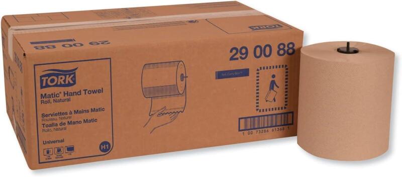 New Tork Matic Paper Hand Towel Roll Natural H1, Universal, 100% Recycled Fiber, 6 Rolls x 700 ft, 290088
