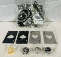 Assorted Decorative Items, Includes Tesla Car Decorations and Ace Playing Cards Metal Decorations, Plus 4 Rings (Possible O-Rings)