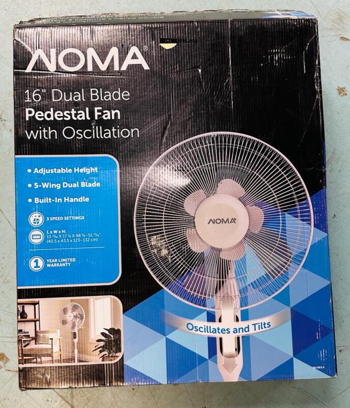 NOMA 16&rdquo; Dual Blade Pedestal Fan with Remote - Cracked Base, See Photos