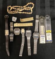 Watches For Repair or Parts & Beaded Necklace