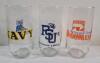 Three (3) NCAA Collage Glass Tumblers . Penn State Nittany Lions , Syracuse Orangemen & Navy Midshipman .