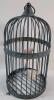 Home Decor Bird Cage w/Two (2) Resin Birds . Measures 15" tall & 8" diameter .
