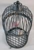 Home Decor Bird Cage w/Two (2) Resin Birds . Measures 15" tall & 8" diameter . - 3