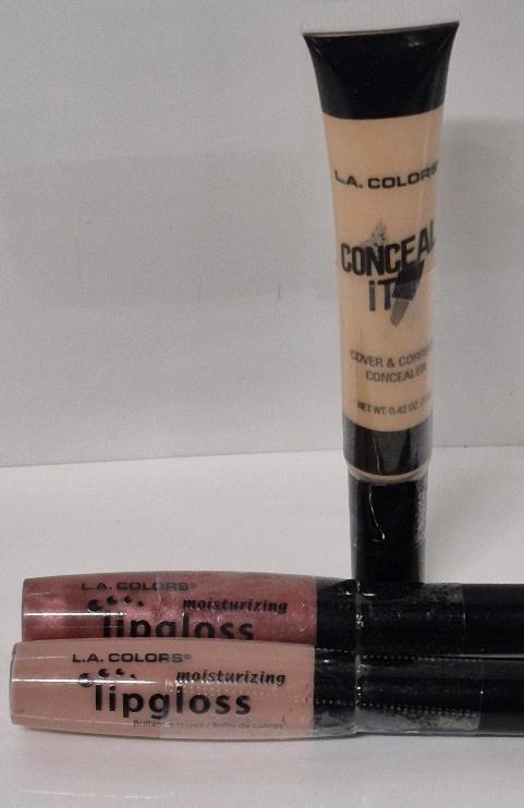 3 New L.A. Colors Moisturizing Lip Gloss 9.4mL & Concealer 12g Medium