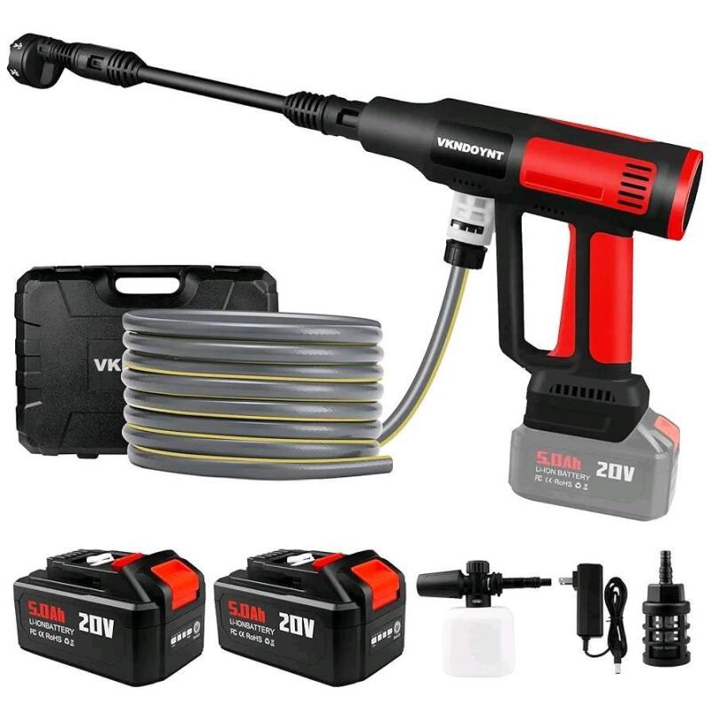 New - Vkndoynt Cordless Pressure Washer w/ONE(1) Battery . 2000psi MAX Portable Pressure Washer w/Brushless Motor, 5.0AH Batteries, 4 Speed Adjustment LCD Touch Screen, 6-in-1 Nozzle, Power Washer for Cars/Yard . Retail $180