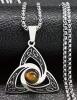 Viking Trinity Knot Necklace Stainless Steel Tiger Eye Irish Celtic Pendant approximately 1.20&rsquo;&rsquo; Chain 19.5&rsquo;&rsquo; Stock photos added - 3