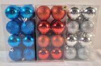 48 New Holiday Style Shatter Proof Ornaments . Measures 1.5" diameter. Hooks not included