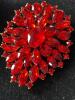 Vintage Inspired Red Ruby Luxury Glass Rhinestone Teardrop Brooch / Pendant Approximately 2 x 2.25&rsquo;&rsquo; - 6