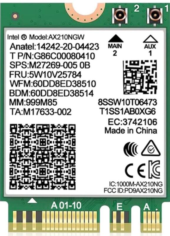 New Nicgiga Wi-Fi 6E AX210 wireless card module, tri-band extension 6GHz, BT5.3, WPA3, 5400Mbps ultra low latency, for laptops and desktops, supports Windows 10 (64-bit)