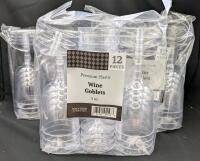 36 New Premium Plastic 5oz Wine Goblets. 3 Packs of 12