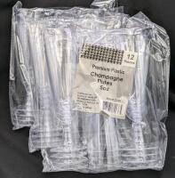 36 New Premium Plastic 5oz Champagne Flutes, 6.25" Tall Each, 3 Packs of 12