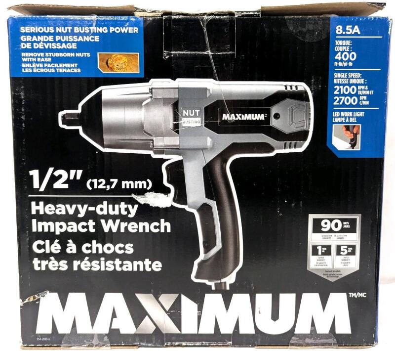 [Light Wear] MAXIMUM &frac12;" (12,7mm) Heavy Duty Impact Wrench 054-2099-6, Tested For Power, Retails $199.99
