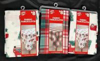 3 New Fabric Christmas Tablecloths, 52" &times; 70" (Fits Tables 28"-46" to 40" &times; 54")
