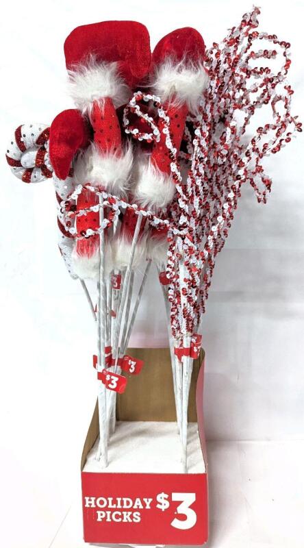 New Vendor Display Box With 12 Holiday Picks : Decorative Sticks For Planters, Urns & More, 24" Tall