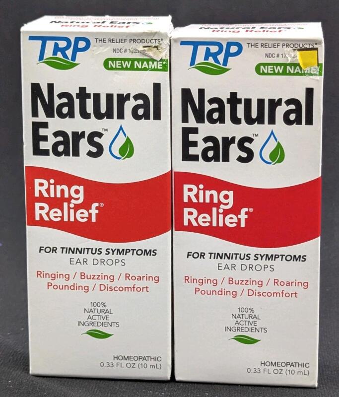 2 New NATURAL EARS Ring Relief Ear Drops For Tinnitus Symptoms - 10ml ea, EXP 12/2026