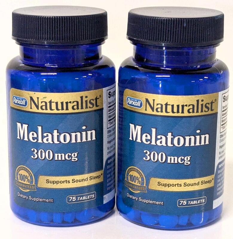 2 New MELATONIN 300mcg Supplements, 75 Tabs Each, EXP 03/2026