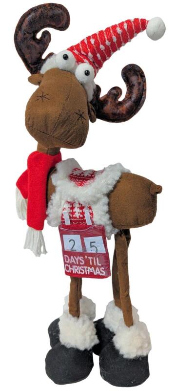 New The Best, Derpiest Plush Freestanding Moose Christmas Countdown Calendar EVER! 23" Tall