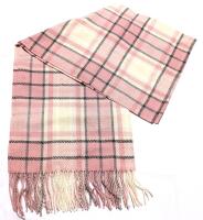 New Large Buttery-Soft Pink Plaid Scarf, 26.25" &times; 68" Long (Excl Tassels)
