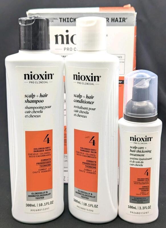 [See Desc] NIOXIN Pro Clinical #4 3-Piece Set for Colored/Dry/Damaged Hair, 100ml-300ml