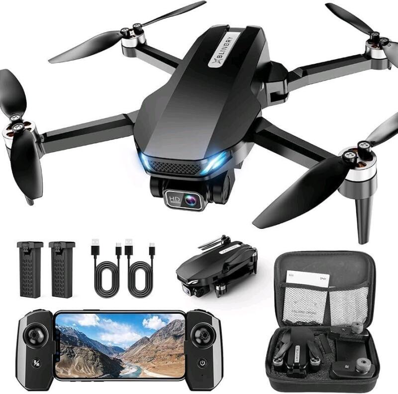New Blinory X60 Drone with Camera, 2K HD FPV Drone with Brushless Motor, Altitude Hold, Gesture Selfie, One Key Take Off/Landing, 3D Flips, Waypoint Fly, 2 Batteries, Foldable Mini Drones for Kids and Beginners