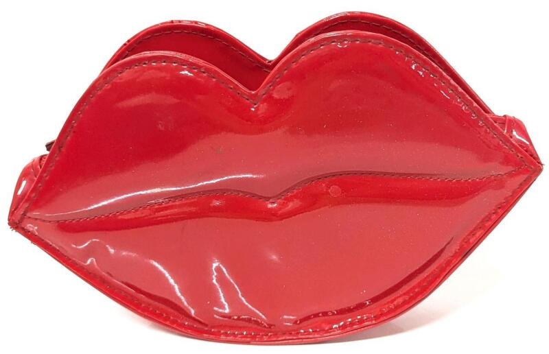 Vintage 1990s MOSCHINO Perfumes Red Lips Shaped Pop Art Clutch Bag, 8.5" &times; 2" &times; 5.25" Tall
