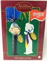 As-New 2001 Carlton Cards Special Edition PEZ KNIGHT AND PONY Christmas Tree Ornaments, 3.75" Tall