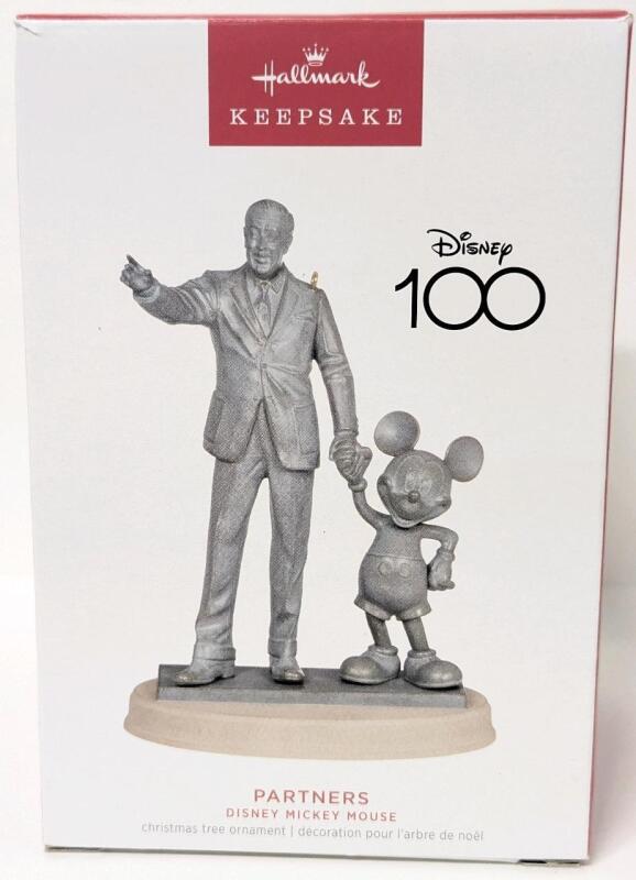 New 2003 Hallmark DISNEY 100 "Partners" Wakt Disney & Mickey Mouse Christmas Tree Ornament, 5" Tall