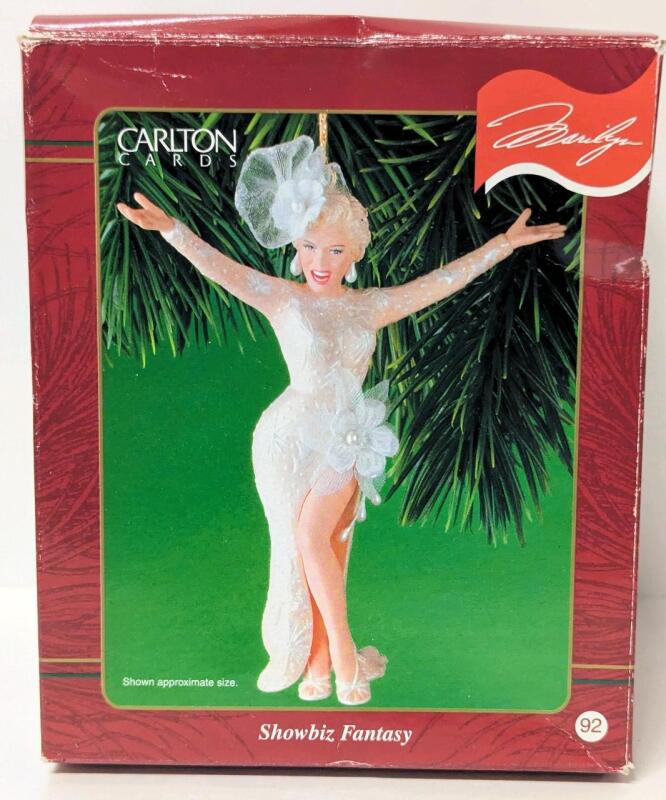 As-New 2001 Carlton Cards MARILYN MONROE "Showbiz Fantasy" 4" Tall Christmas Ornament in Slightly Worn Box
