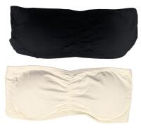 New Size XS Women's 2-Pack Strapless Tube Bras Wireless Padded Seamless Bandeau Bralettes With Loops For Optional Straps (Not Included)